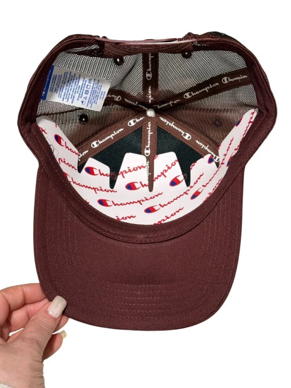 Champion Burgundy Snapback Trucker Hat With Mesh Back & Adjustable Strap